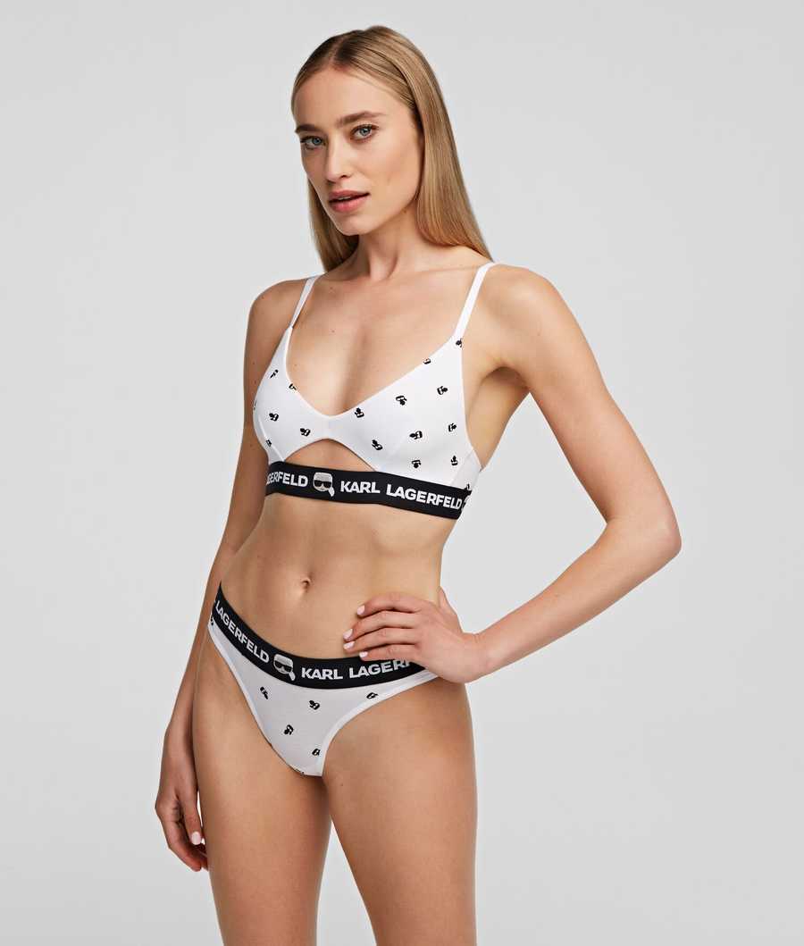 White Women's Karl Lagerfeld Ikonik Karl Peephole Bra Underwear | TH186QXGY