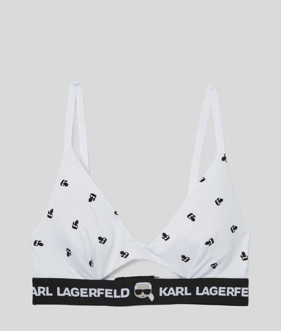 White Women's Karl Lagerfeld Ikonik Karl Peephole Bra Underwear | TH186QXGY