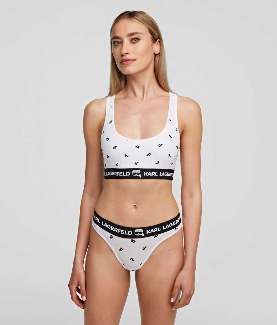 White Women's Karl Lagerfeld Ikonik Karl Sports Bra Underwear | TH483WRUM