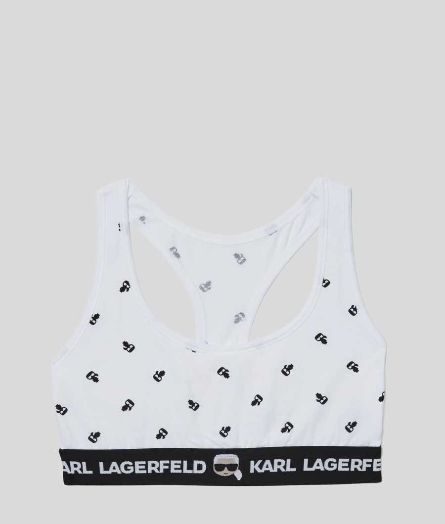 White Women's Karl Lagerfeld Ikonik Karl Sports Bra Underwear | TH483WRUM