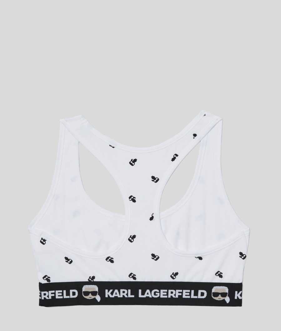 White Women's Karl Lagerfeld Ikonik Karl Sports Bra Underwear | TH483WRUM