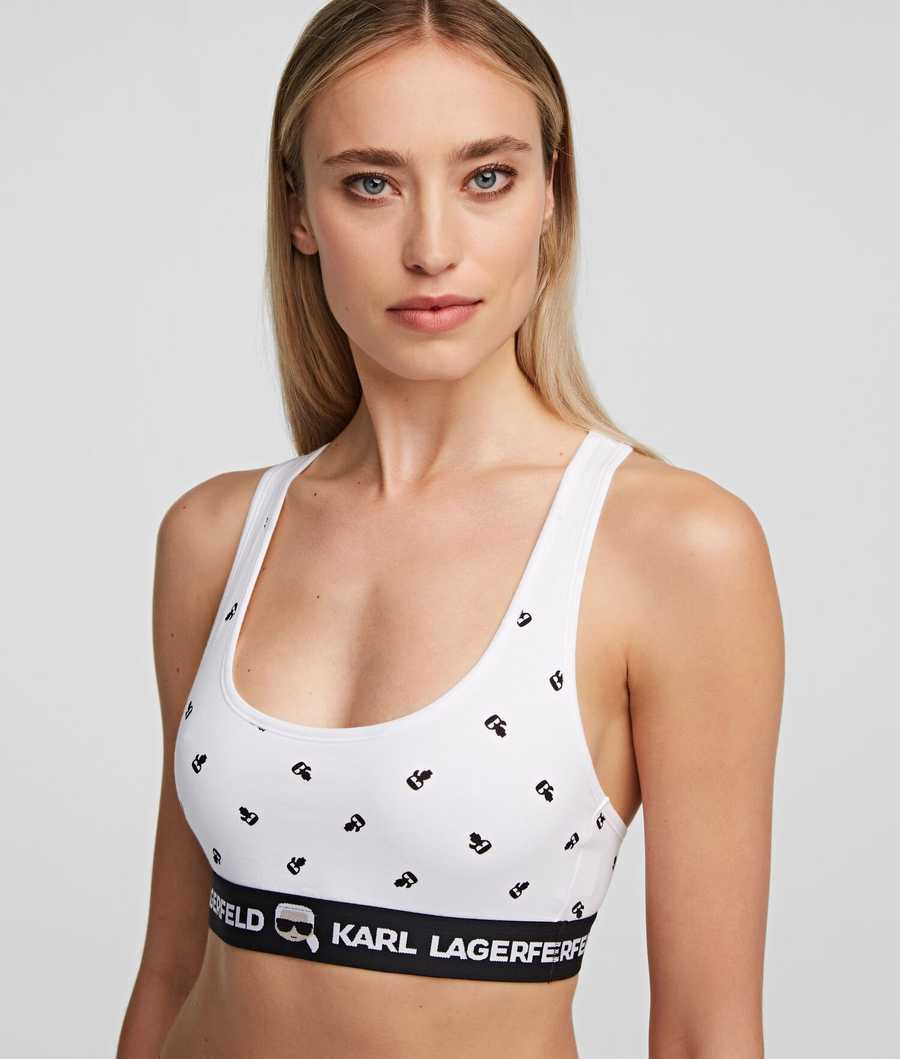 White Women\'s Karl Lagerfeld Ikonik Karl Sports Bra Underwear | TH483WRUM