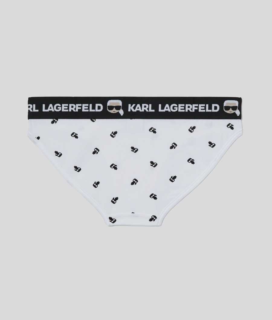 White Women's Karl Lagerfeld Ikonik Karl Briefs Underwear | TH874DYWA