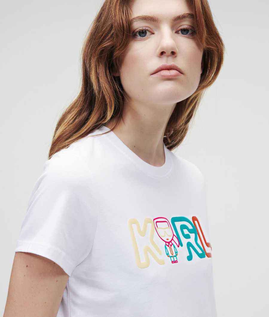 White Women's Karl Lagerfeld Jelly Karl Logo T-Shirts | TH905QZFP