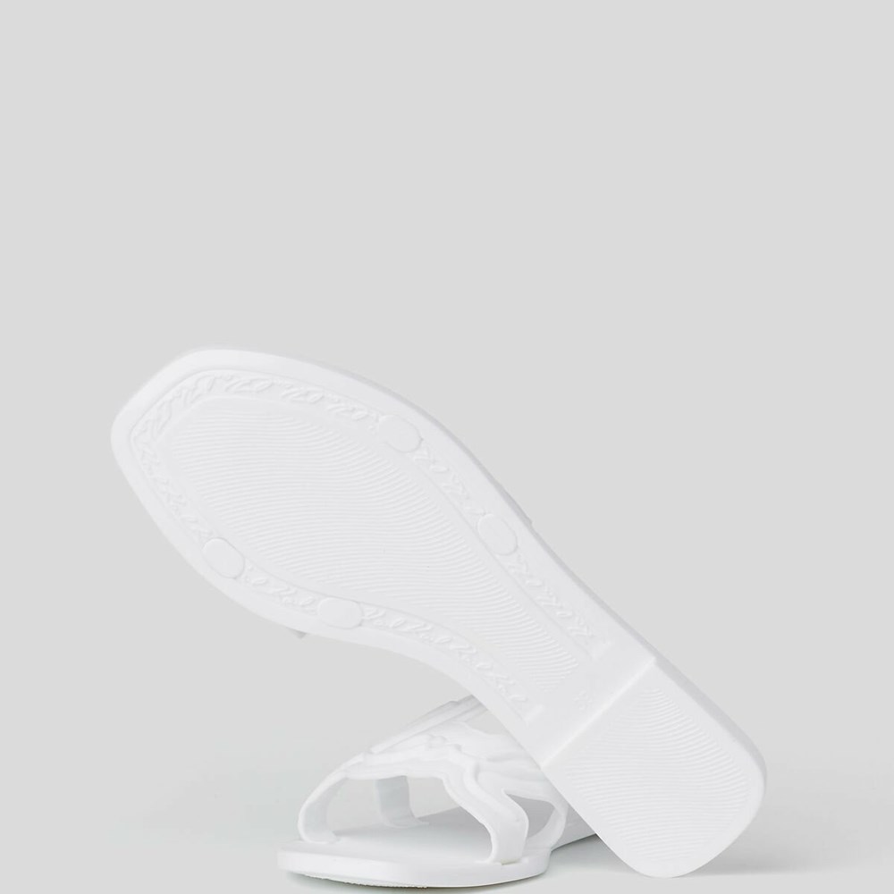 White Women's Karl Lagerfeld Jelly Signature Slide Sandals & Flats | TH860LUEJ