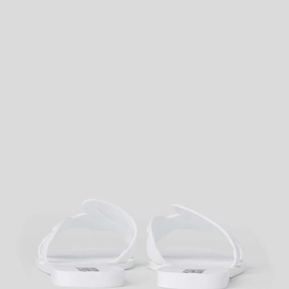 White Women's Karl Lagerfeld Jelly Signature Slide Sandals & Flats | TH860LUEJ