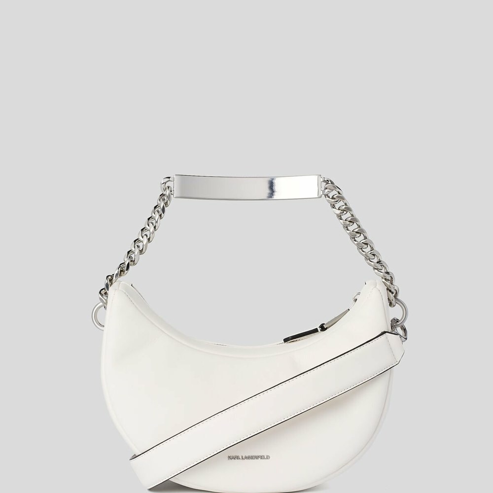 White Women's Karl Lagerfeld K/Id Half-moon Shoulder Bags | TH739ZCXO