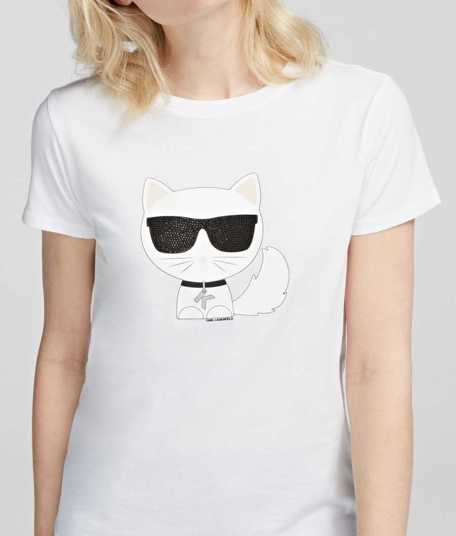 White Women\'s Karl Lagerfeld K/Ikonik Choupette T-Shirts | TH412NROQ