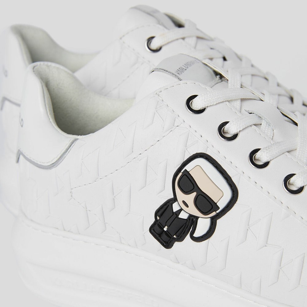 White Women's Karl Lagerfeld K/Ikonik Kapri Kl Monogram Sneakers | TH235NGEQ