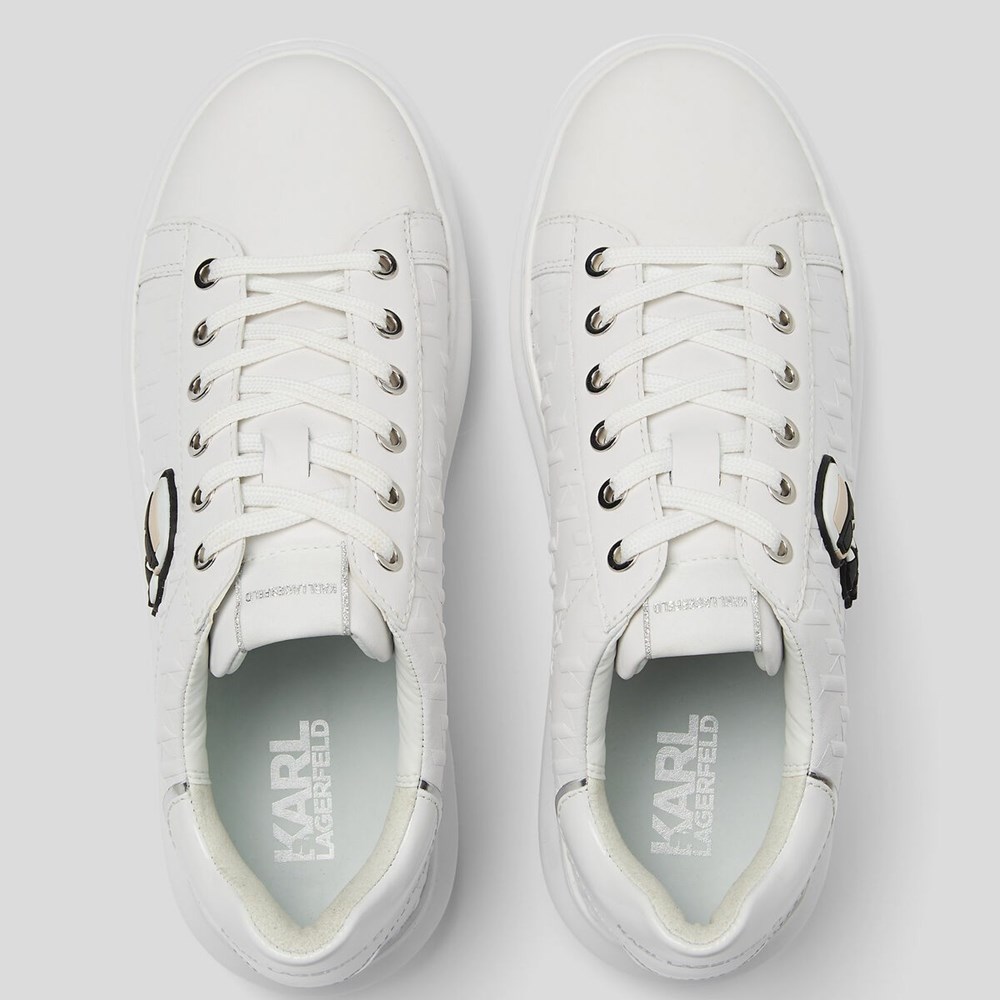 White Women's Karl Lagerfeld K/Ikonik Kapri Kl Monogram Sneakers | TH235NGEQ