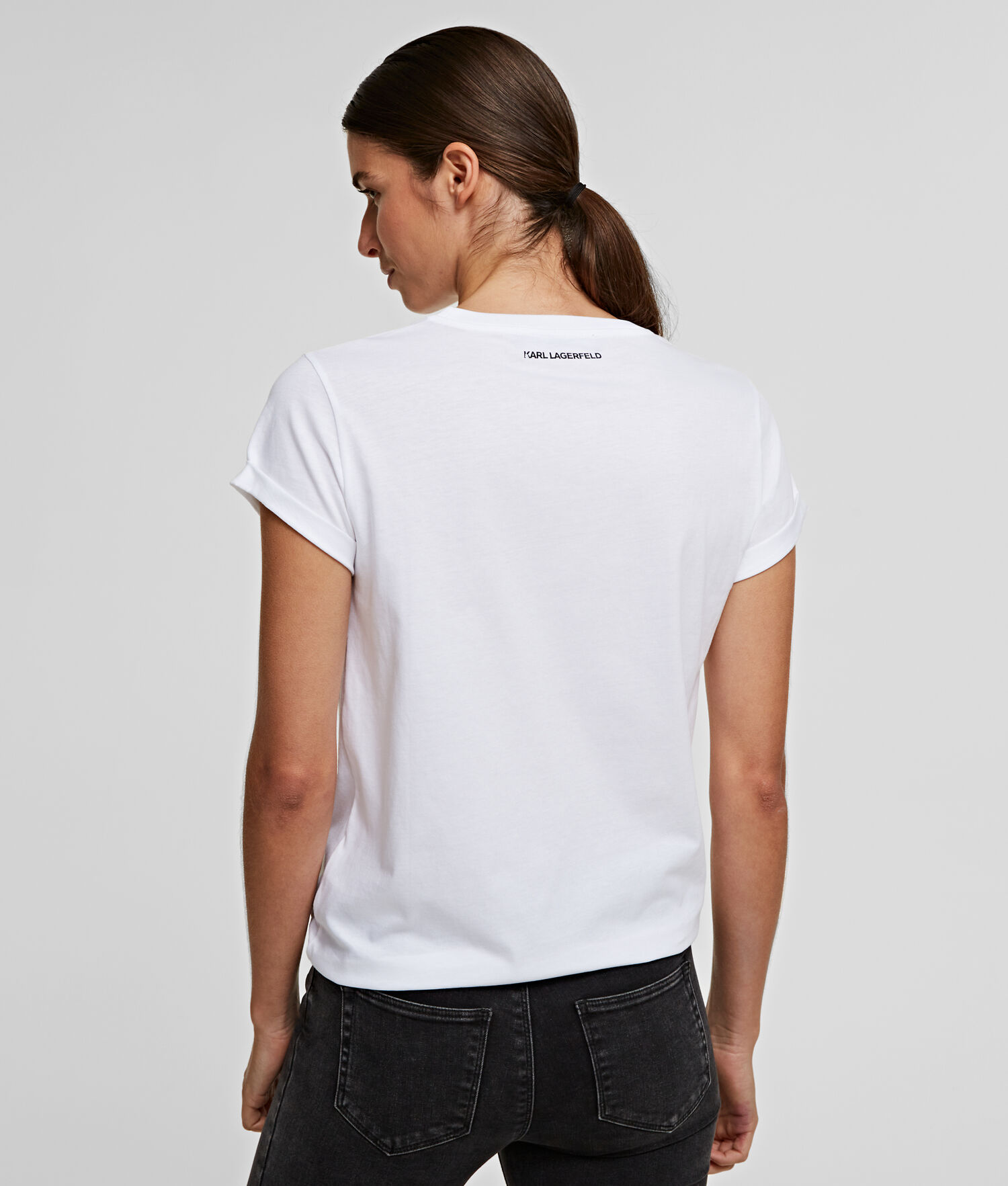 White Women's Karl Lagerfeld K/Ikonik Pocket T-Shirts | TH705JPKT