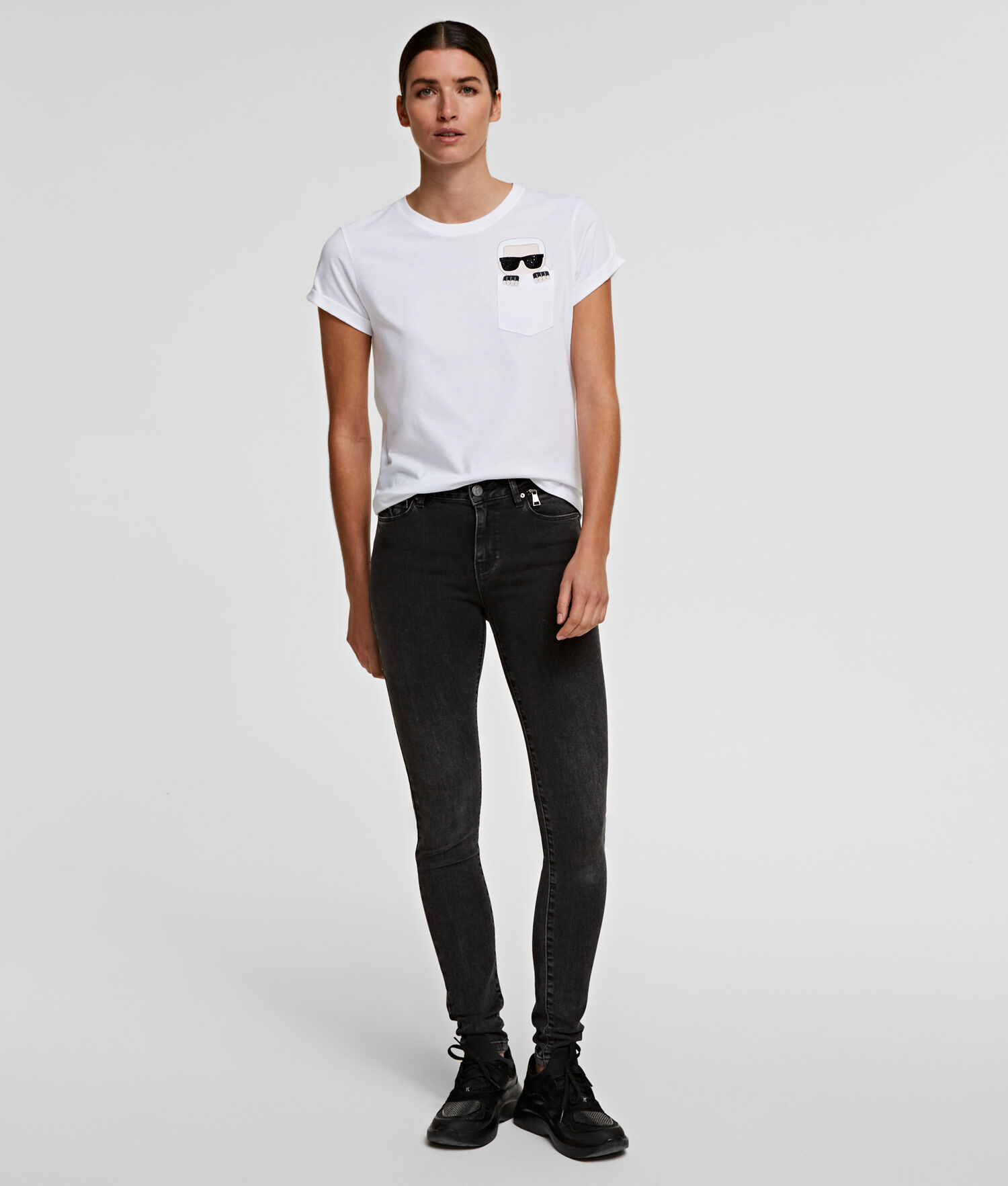 White Women's Karl Lagerfeld K/Ikonik Pocket T-Shirts | TH705JPKT