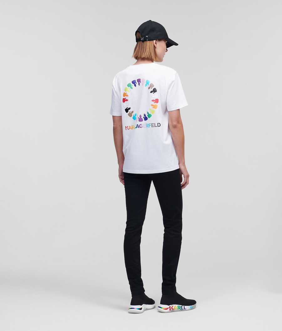 White Women's Karl Lagerfeld K/Love Circle Artwork T-Shirts | TH307JAKM