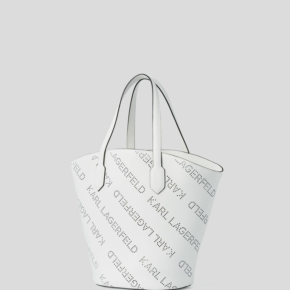 White Women's Karl Lagerfeld K/Punched Logo Large Tote Bags | TH079ZYAC