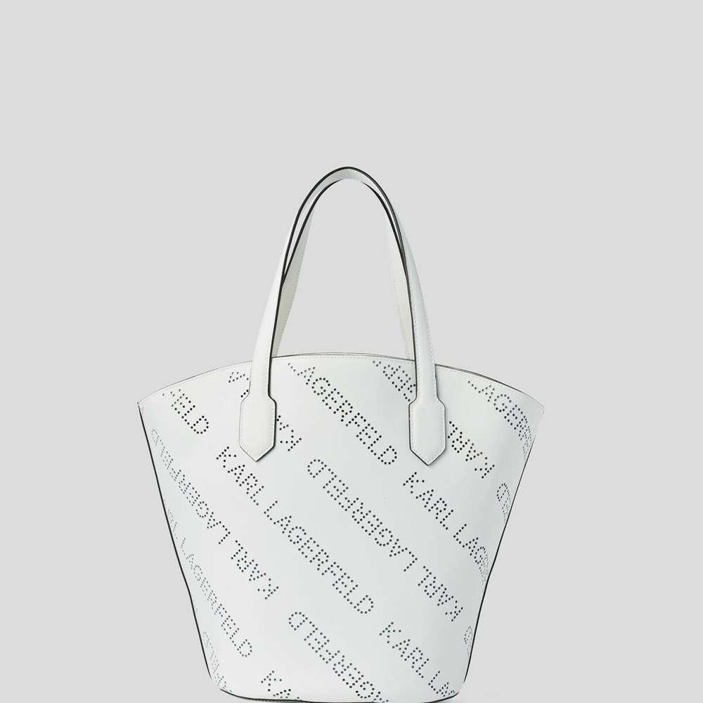 White Women's Karl Lagerfeld K/Punched Logo Large Tote Bags | TH079ZYAC