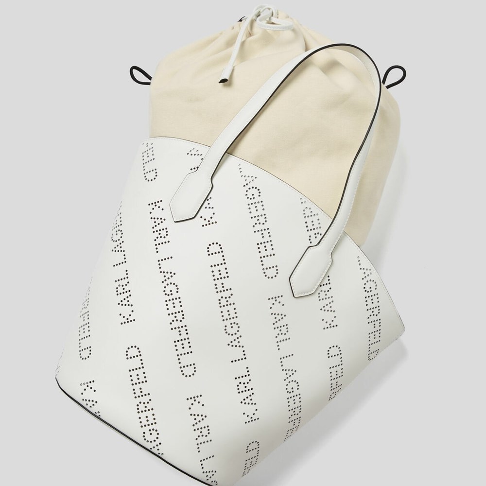 White Women's Karl Lagerfeld K/Punched Logo Large Tote Bags | TH079ZYAC