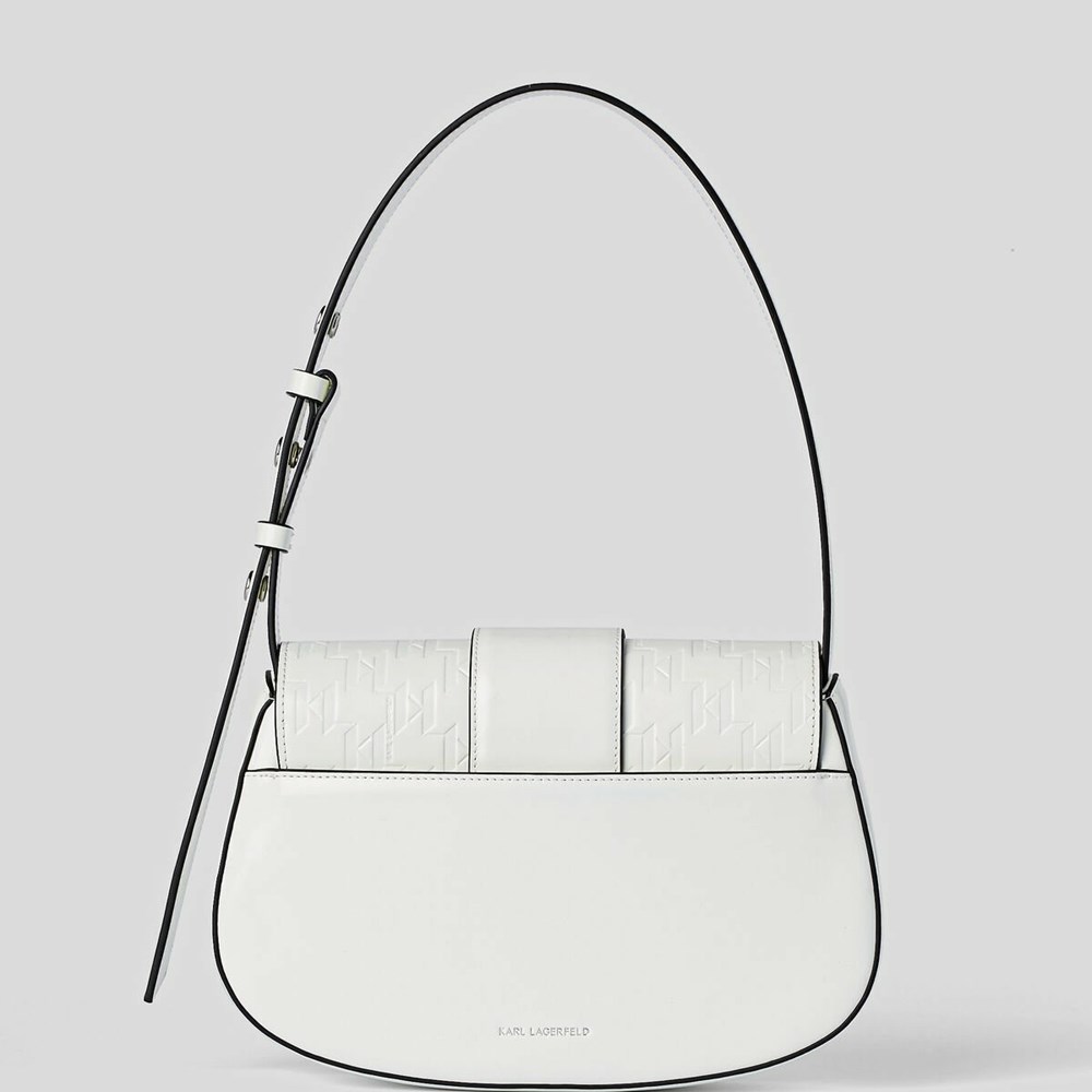 White Women's Karl Lagerfeld K/Saddle Monogram-embossed Shoulder Bags | TH285PNSJ