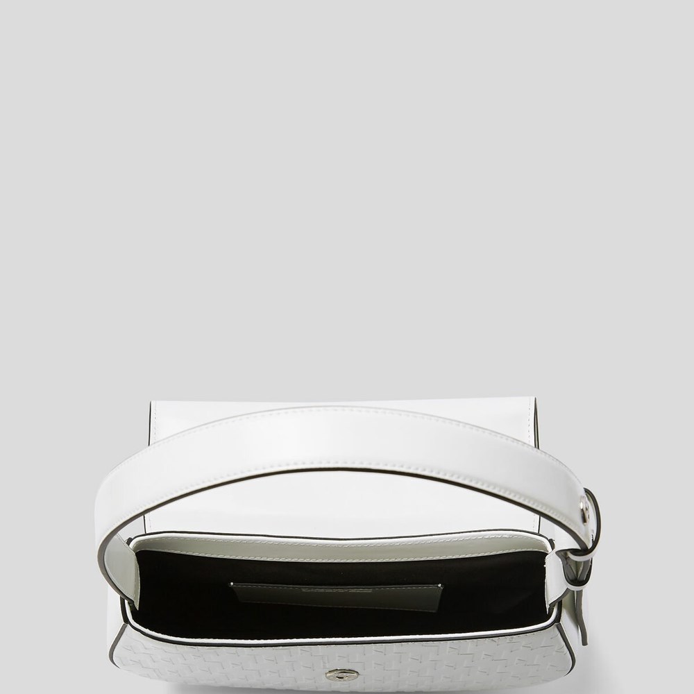 White Women's Karl Lagerfeld K/Saddle Monogram-embossed Shoulder Bags | TH285PNSJ