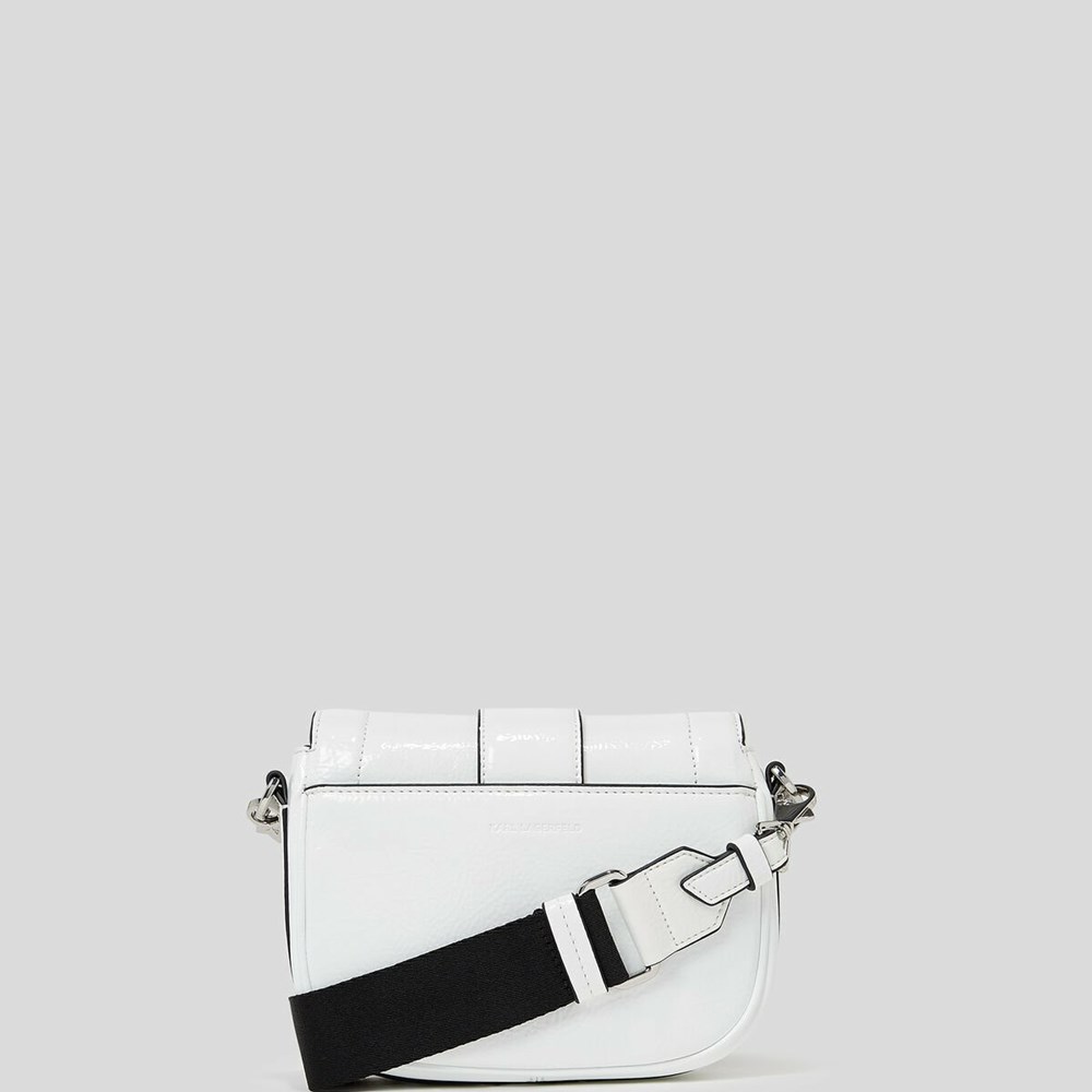 White Women's Karl Lagerfeld K/Saddle Patent Small Shoulder Bags | TH690SIYZ