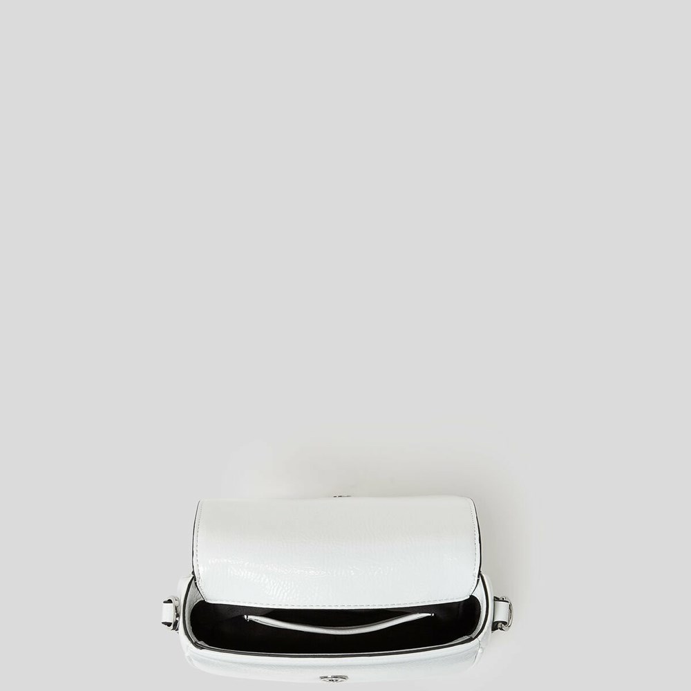 White Women's Karl Lagerfeld K/Saddle Patent Small Shoulder Bags | TH690SIYZ