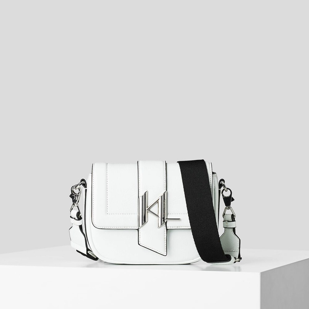 White Women\'s Karl Lagerfeld K/Saddle Patent Small Shoulder Bags | TH690SIYZ