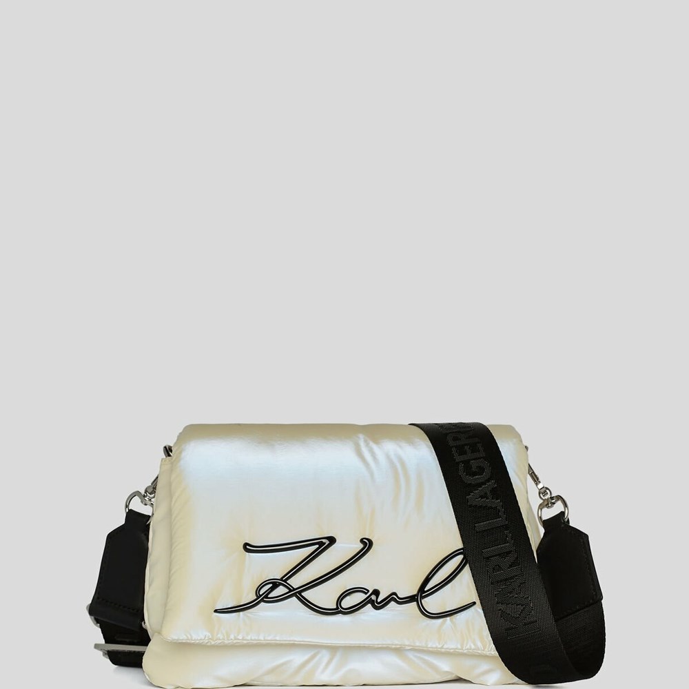 White Women's Karl Lagerfeld K/Signature Soft Shoulder Bags | TH321ROTV