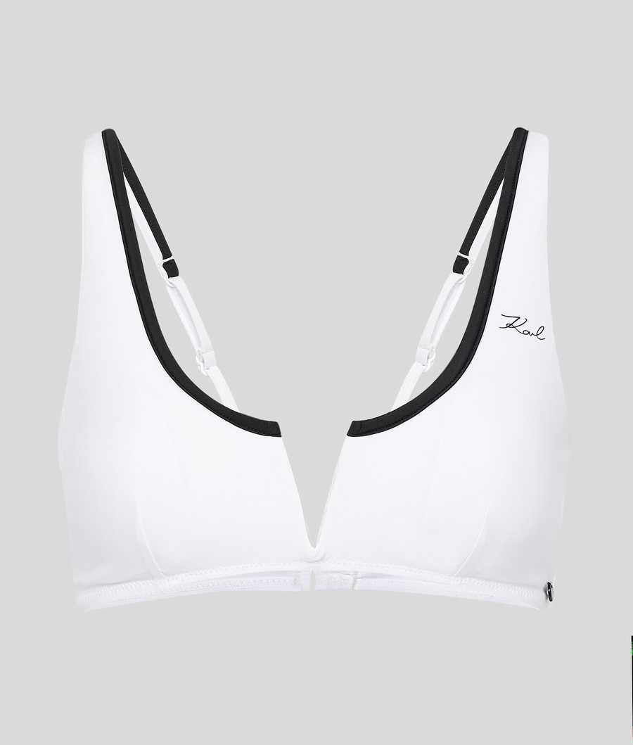 White Women's Karl Lagerfeld Karl Dna Bandeau With Contrast Beachwear | TH816UKMO