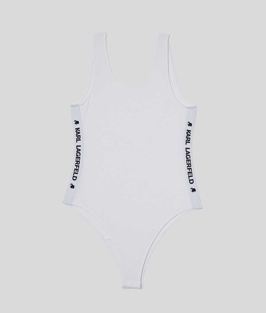 White Women's Karl Lagerfeld Karl Logo Bodysuit Underwear | TH812BWNH