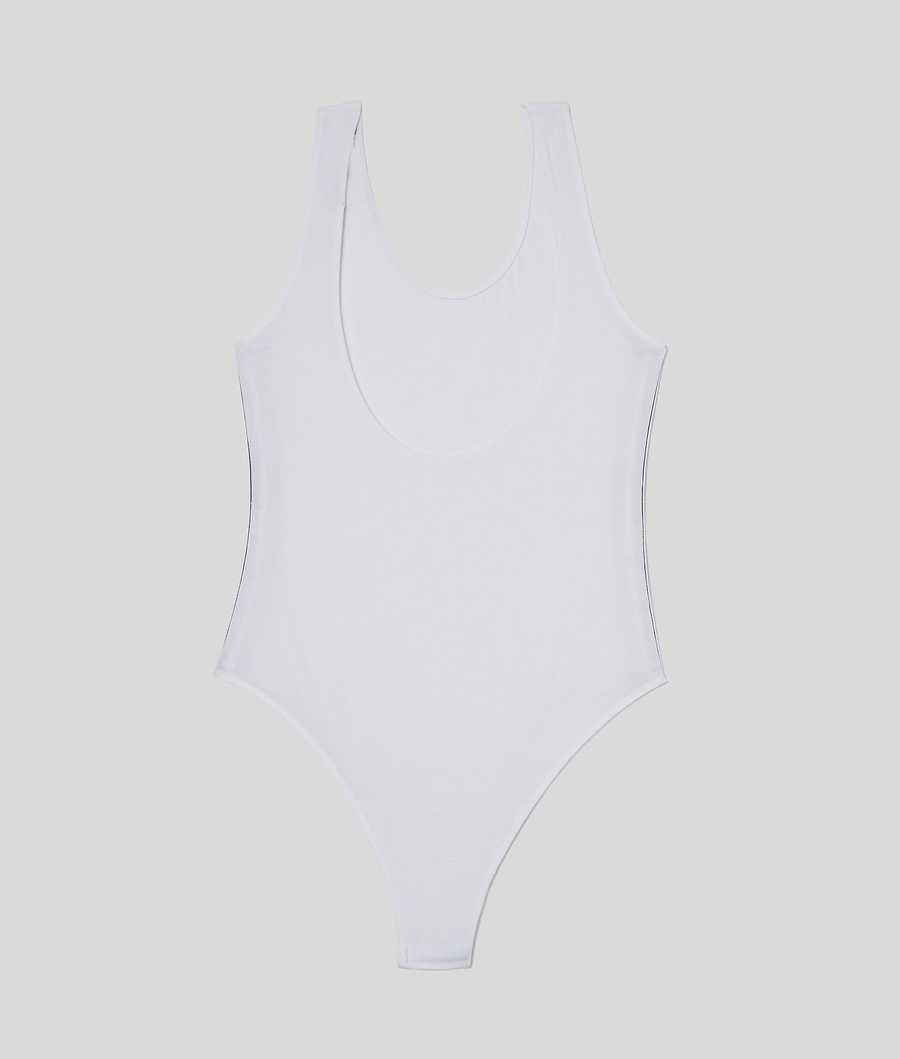 White Women's Karl Lagerfeld Karl Logo Bodysuit Underwear | TH812BWNH