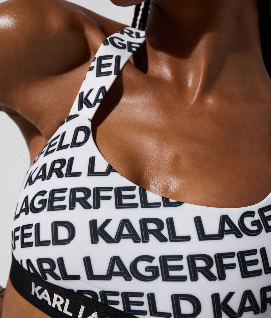 White Women's Karl Lagerfeld Karl Logo Crossover Beachwear | TH471DRBL