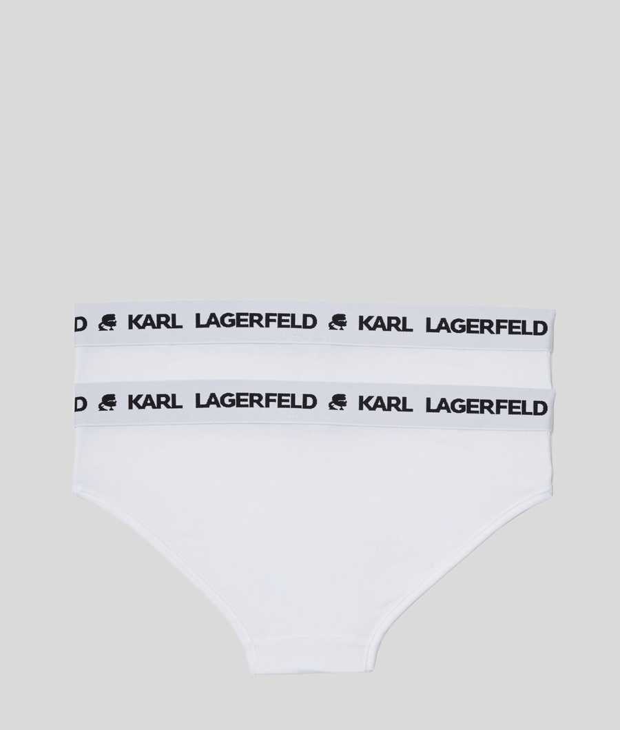 White Women's Karl Lagerfeld Karl Logo Hipster Briefs - 2 Pack Underwear | TH670SCBL