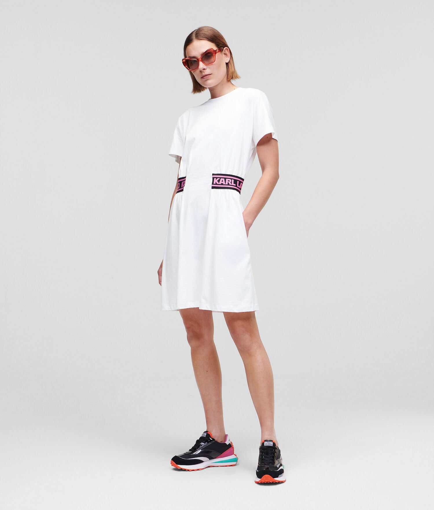 White Women's Karl Lagerfeld Karl Logo Jersey Dresses | TH273BIEA