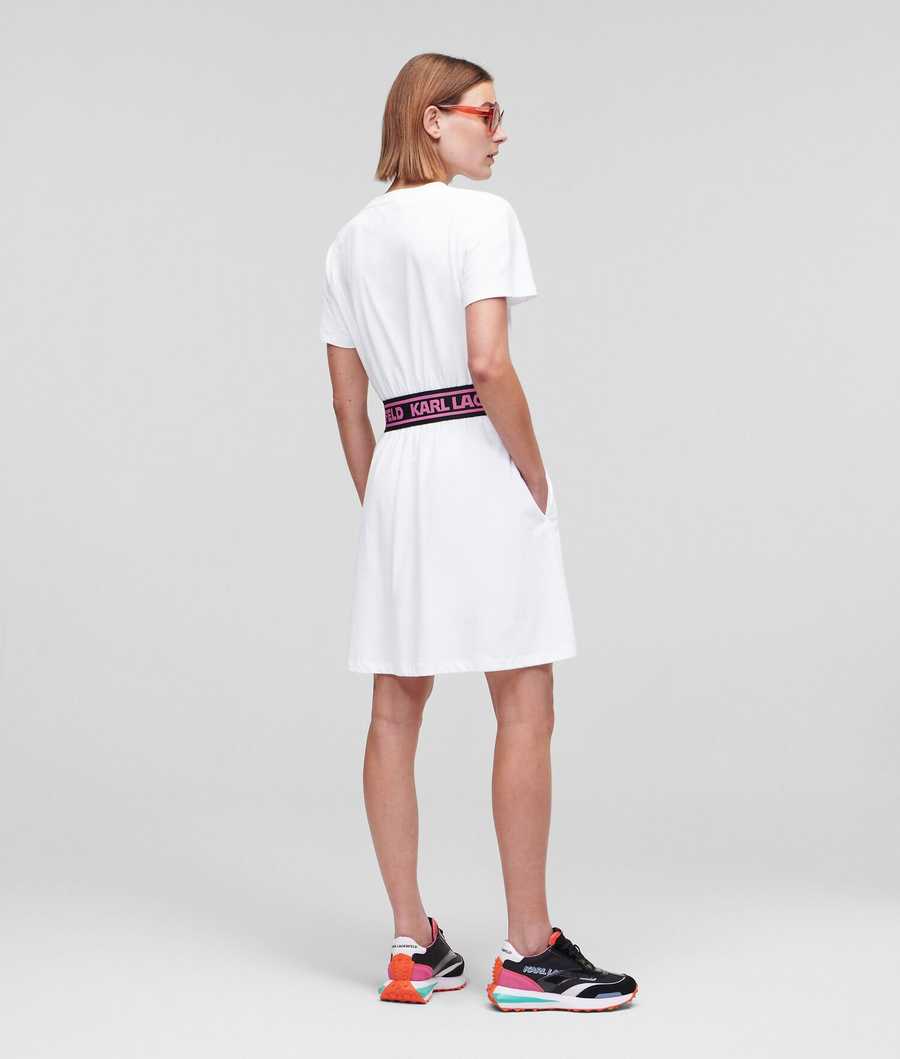 White Women's Karl Lagerfeld Karl Logo Jersey Dresses | TH273BIEA