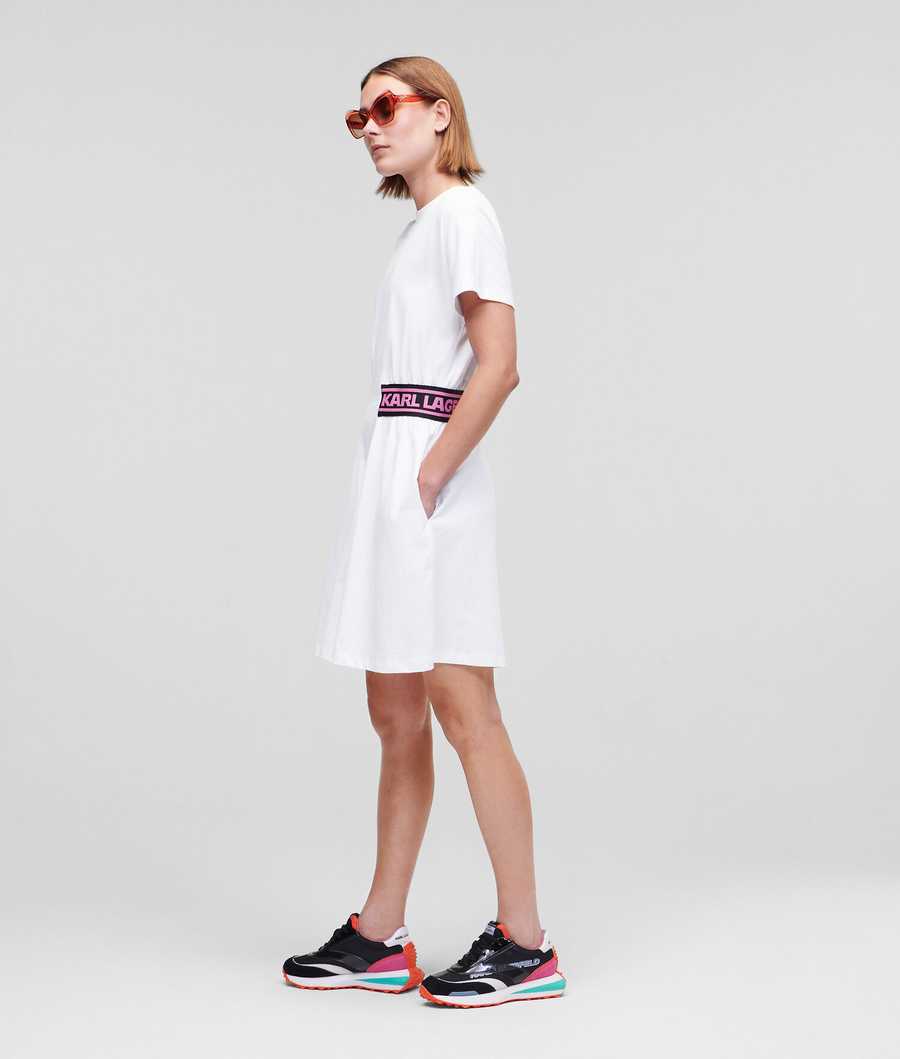 White Women's Karl Lagerfeld Karl Logo Jersey Dresses | TH273BIEA