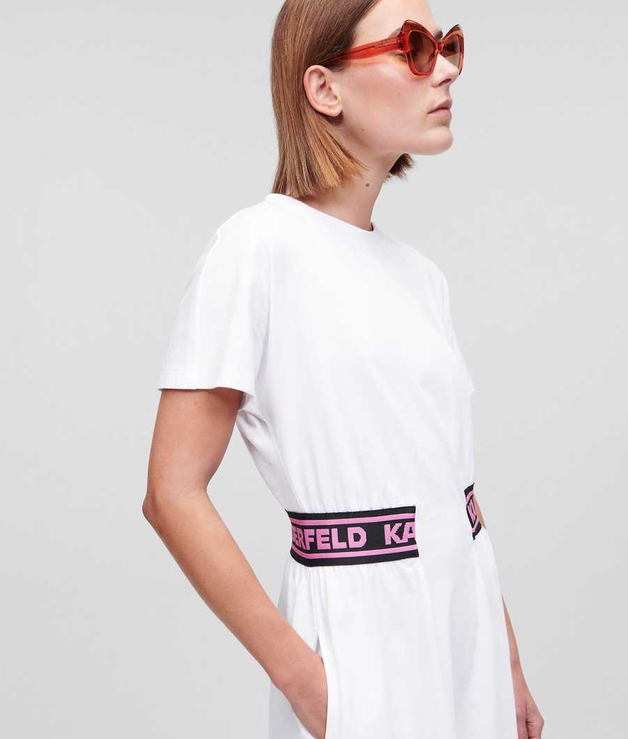 White Women's Karl Lagerfeld Karl Logo Jersey Dresses | TH273BIEA