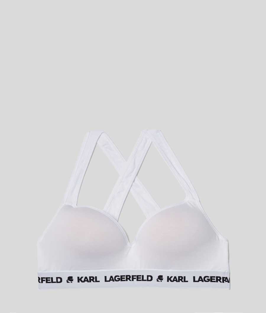 White Women's Karl Lagerfeld Karl Logo Padded Bra Underwear | TH078NFUG