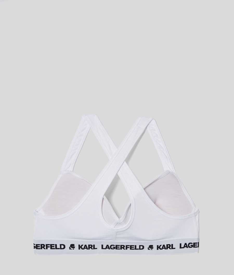 White Women's Karl Lagerfeld Karl Logo Padded Bra Underwear | TH078NFUG