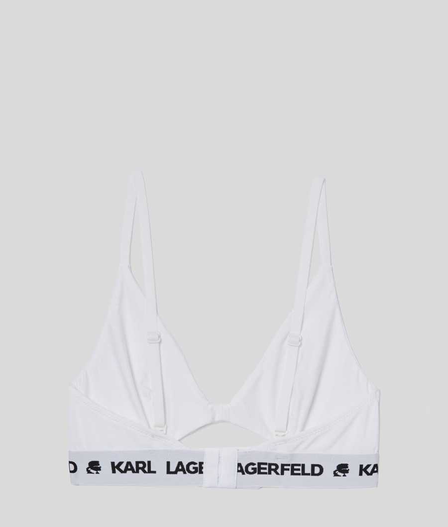 White Women's Karl Lagerfeld Karl Logo Peephole Bra Underwear | TH241JVZI