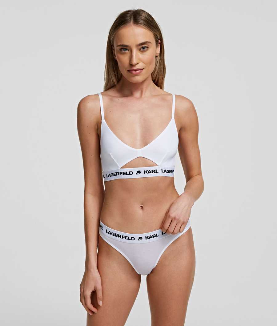 White Women's Karl Lagerfeld Karl Logo Peephole Bra Underwear | TH241JVZI