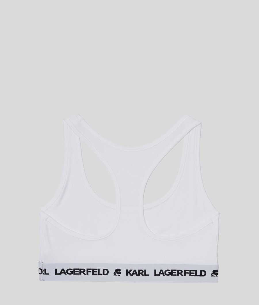 White Women's Karl Lagerfeld Karl Logo Sports Bra Underwear | TH256ZOJF