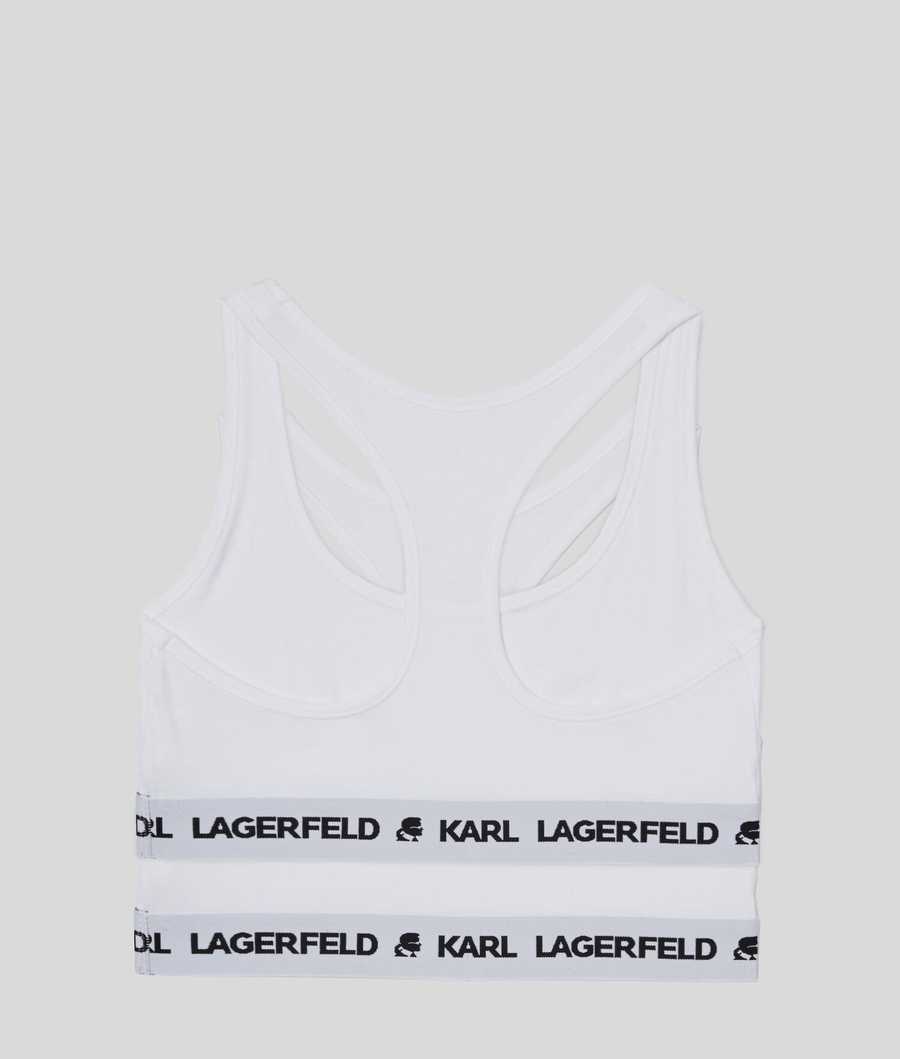 White Women's Karl Lagerfeld Karl Logo Sports Bra - 2 Pack Underwear | TH835TCKD