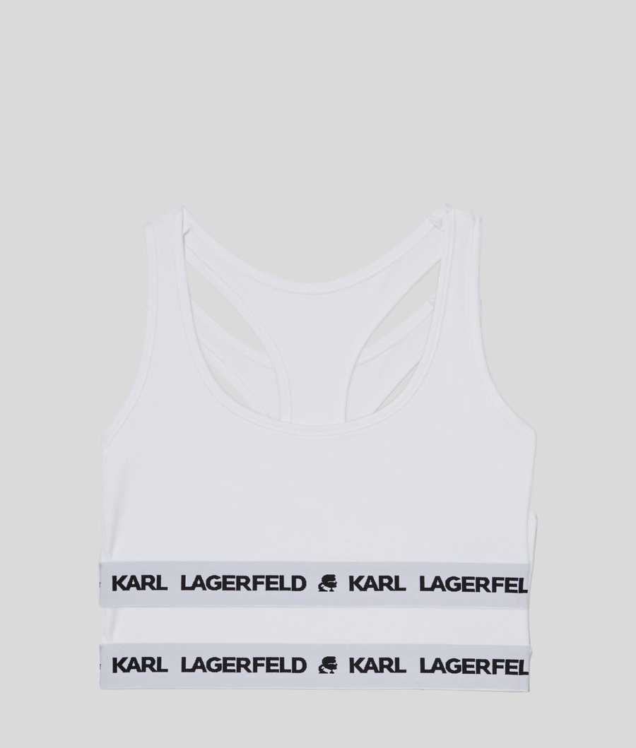 White Women\'s Karl Lagerfeld Karl Logo Sports Bra - 2 Pack Underwear | TH835TCKD