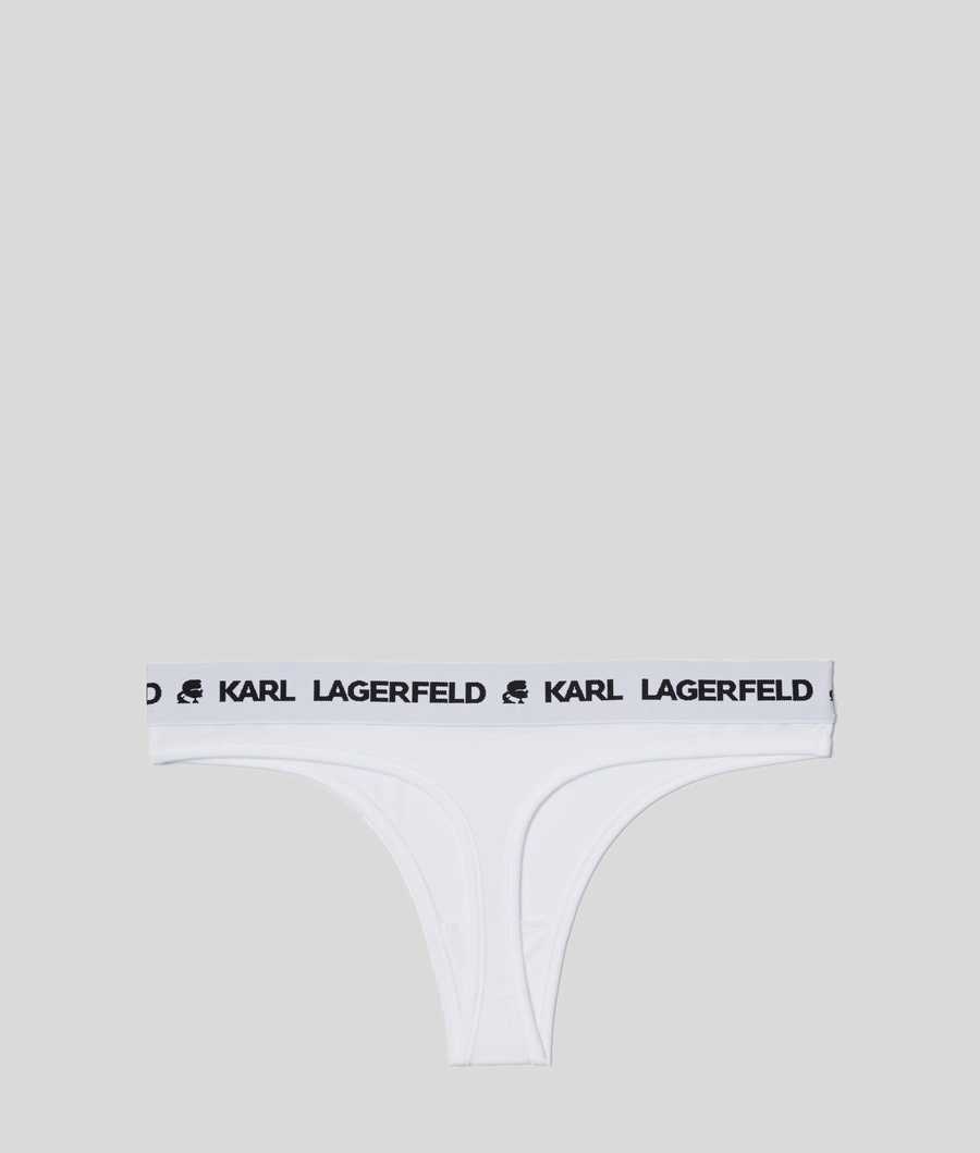 White Women's Karl Lagerfeld Karl Logo Thong Underwear | TH243DAOM