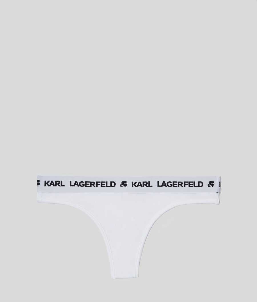 White Women\'s Karl Lagerfeld Karl Logo Thong Underwear | TH243DAOM