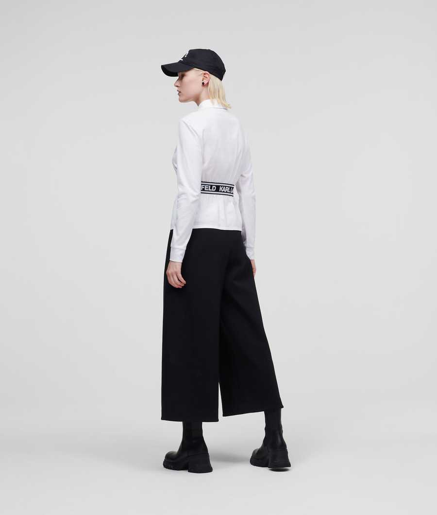 White Women's Karl Lagerfeld Karl Logo Tape Blouses | TH867ASWX