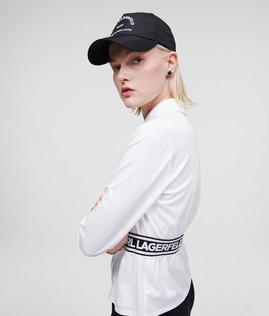 White Women's Karl Lagerfeld Karl Logo Tape Blouses | TH867ASWX