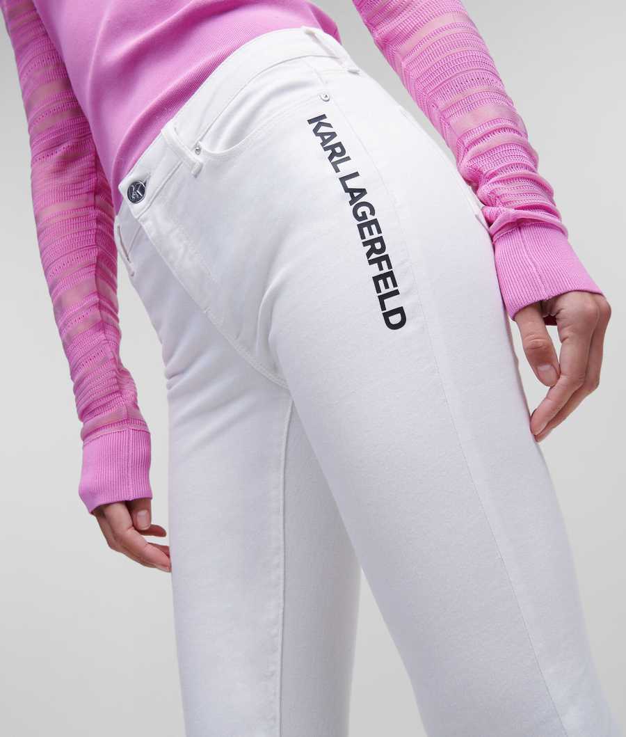 White Women's Karl Lagerfeld Karl Logo White Skinny Jeans | TH256IEPD