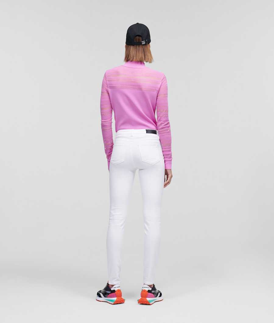 White Women's Karl Lagerfeld Karl Logo White Skinny Jeans | TH256IEPD