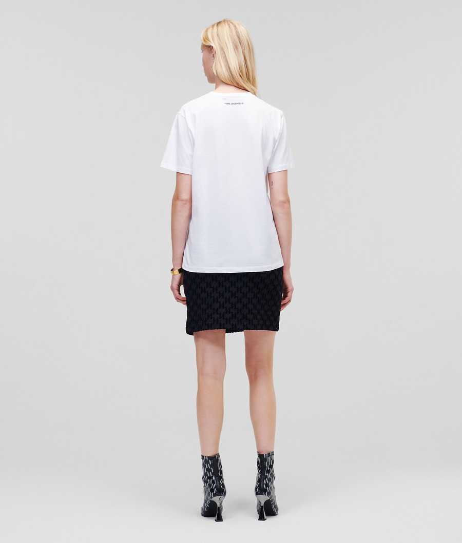 White Women's Karl Lagerfeld Karl Series Oversized T-Shirts | TH703NADT