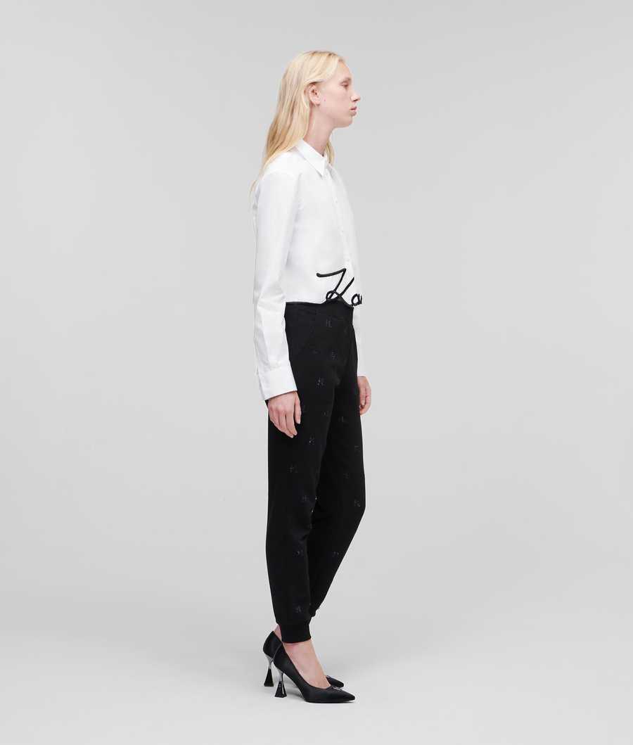 White Women's Karl Lagerfeld Karl Signature Cropped Blouses | TH780CDOS